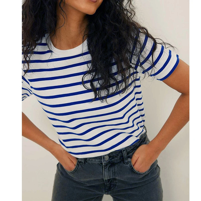 Женские летние хлопковые повседневные футболки с круглым вырезом и коротким