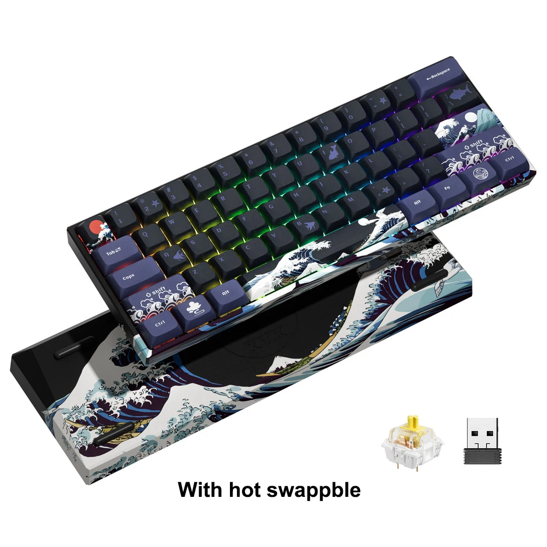 

M61 60% Mechanical Keyboard Black Coral Sea Theme 2.4GH Wireless Hot-swap Gamer Keyboard Set RGB Backlit With Gateron Switch