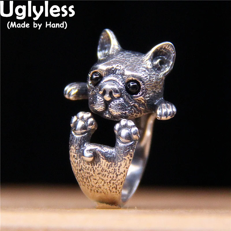 Uglyless Bulldog Ювелирные наборы для женщин милые животные Собаки кольца гвоздики серьги подвески ожерелья 925 серебро подарки без цепочки