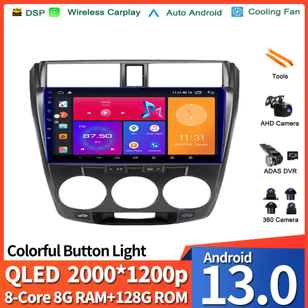 

Android 13 For Honda City 2008 2010 2011 2012 2013 Car Multimedia Player Auto Radio Navigation GPS Bluetooth
