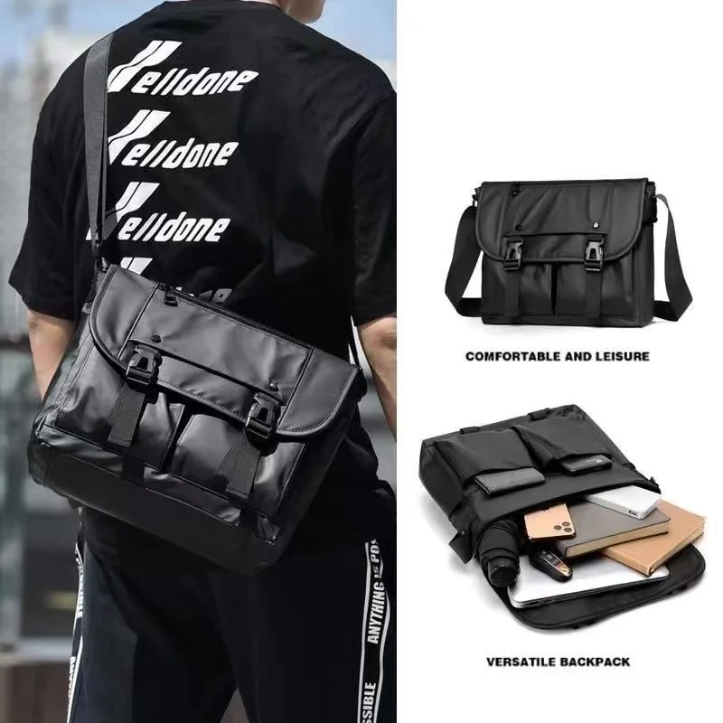 2023 New Men's Crossbody Bag Business Commuter Simple Postman Bag Anti Splashing Retro Workwear Style Shoulder Bag