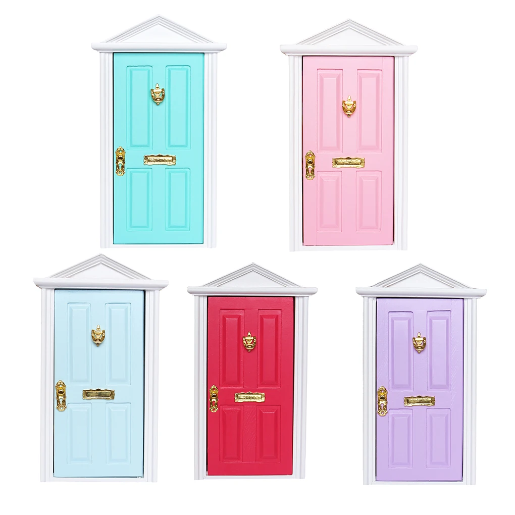 

1 Set Toy House Supply Creative Lovely 1 12 Scale Beautiful Mini Wooden Doors Lifelike Charming Furniture Models