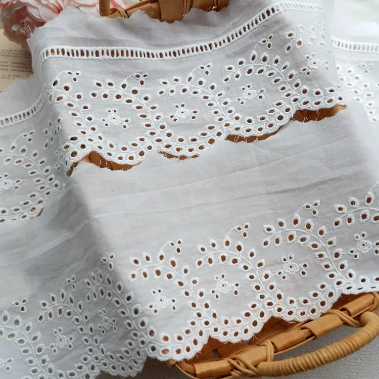 

3yard price high quality unilateral cotton embroidery clothing accessories diy baby collar skirt trim material lace