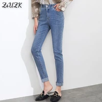 women fashion zipper pocket slim pencil jeans 2022 spring summer high waist simple casual denim trousers streetwear pants