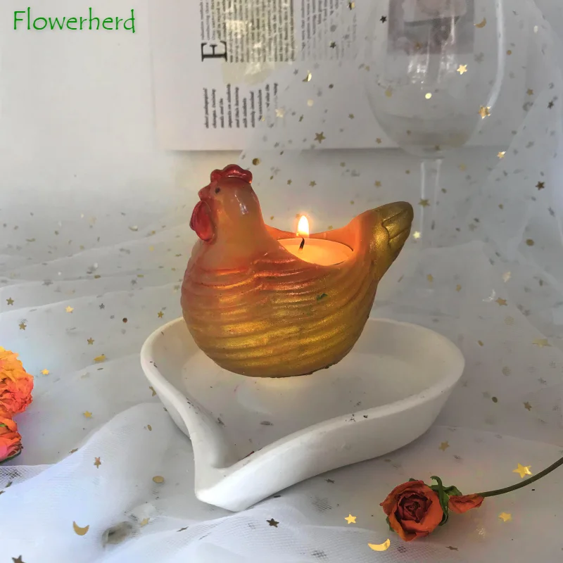 

Hen Candlestick Drop Epoxy Resin Mold DIY Aromatherapy Candle Holder 3D Solid Hen Candlestick Silicone Mold