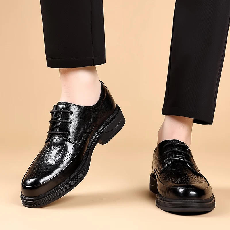 Броги мужские деловые кожаные туфли классический джентльменский стиль для