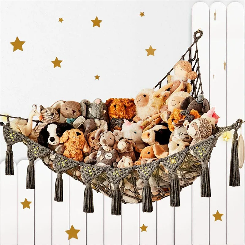 

Stuffed Animal Hammock Toy Storage Knitted Hammock Net Wall Sling Mesh Kids Toy Organizer Net