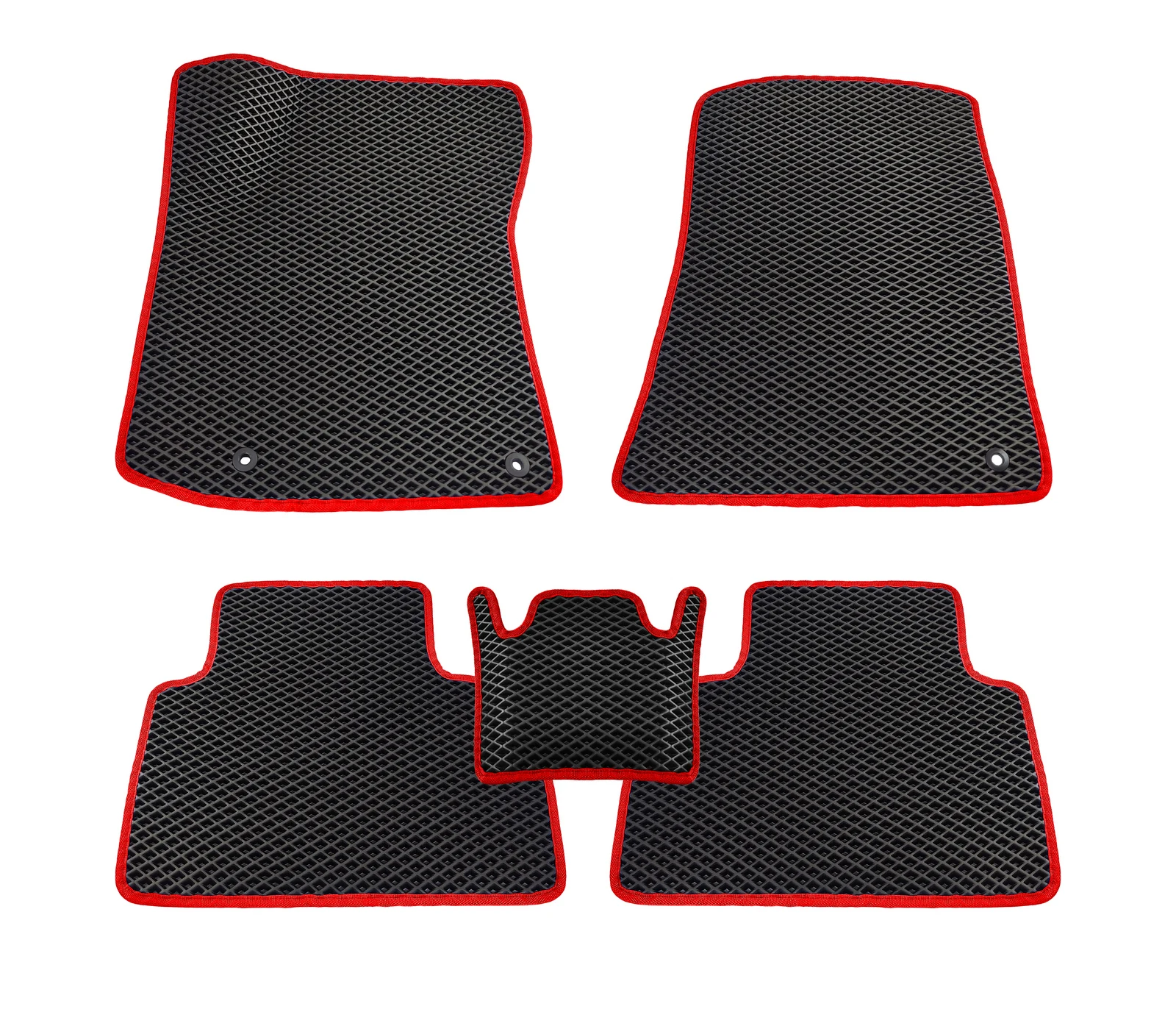 Коврики для автомобиля Car Mats Autotoro EVA средней подошвой/Eva/Eva для Toyota Prius III (XW30) 2009-2015/3D-лапа/Черный Diamond/красная окантовка.