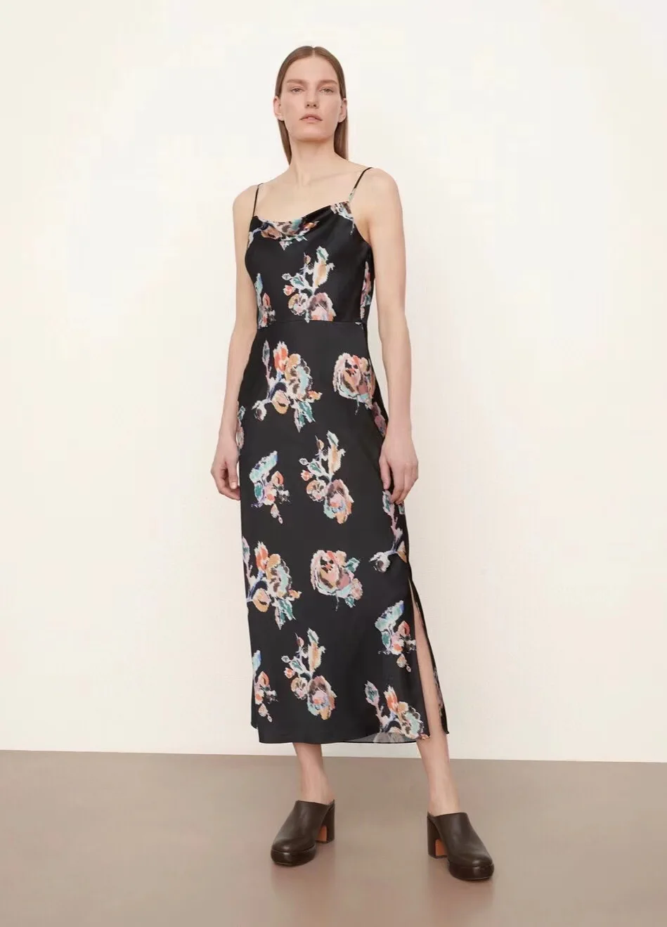 Women Floral Print Split Strapless Elegant Summer 2023 Satin Midi Dress