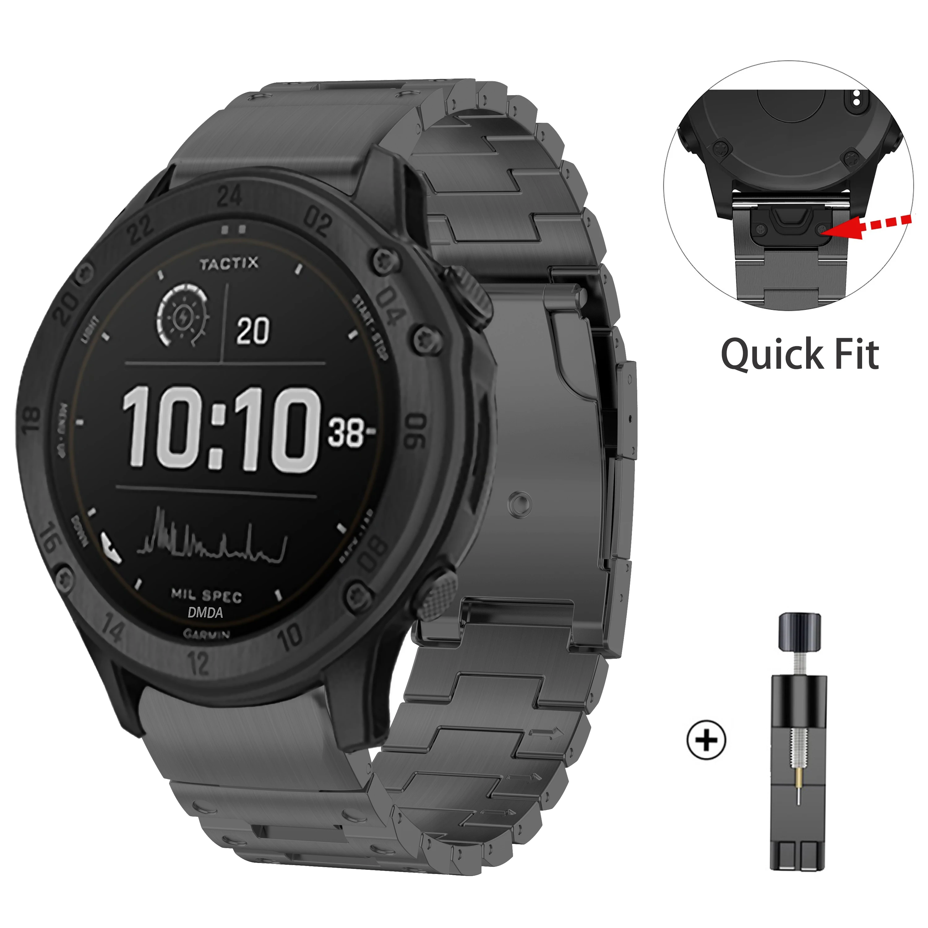 

22mm 26mm Stainless Steel Strap For Garmin Tactix 7 Pro Delta/Bravo Quick Fit Watch Band For Forerunner 935 945 745 LTE Bracelet