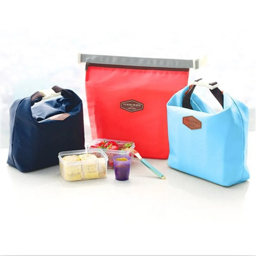 

Solid Color Lunch Bag Thermal Insulated Portable Adult Kids Cool Bag Carry Tote Lunch Container School Food Picnic Storage Box