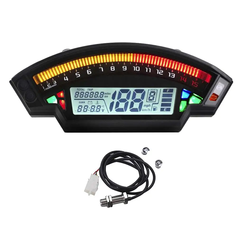 

Цифровой спидометр для мотоциклов с ЖК-дисплеем, одометр с подсветкой для 1,2, 4-цилиндровый измеритель