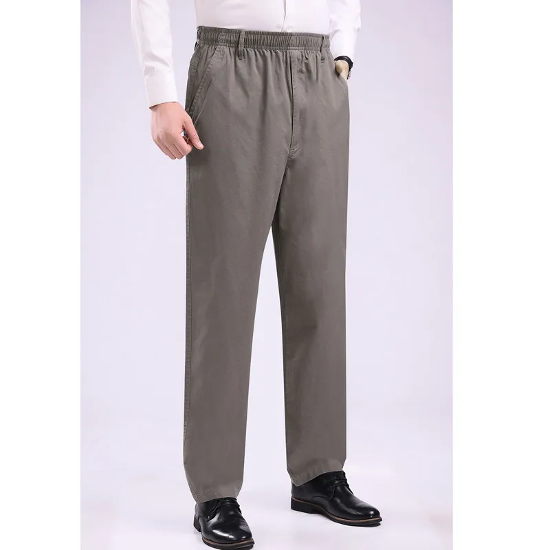 Fashion 2022 Summer Casual Thin Elastic Waist Elderly Fat Cotton Loose High Waist Old Men Zipper Pocket Pants Plus Size 8XL