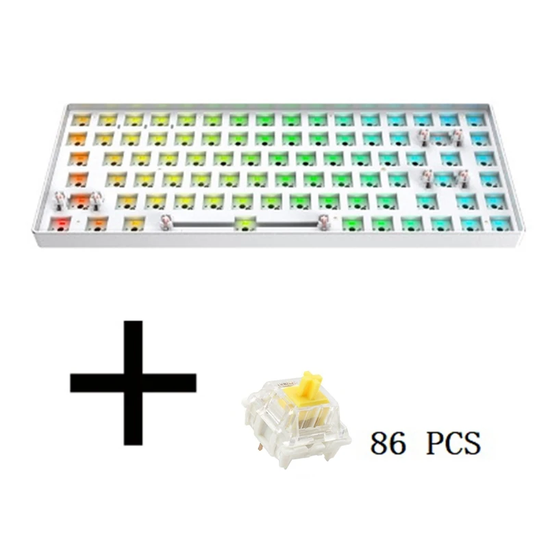 

TESTER84 Gaming Mechanical Keyboard+Yellow Axis Kit Wired Hot-Swap Keyboard RGB Back Light Mechanical Keyboard