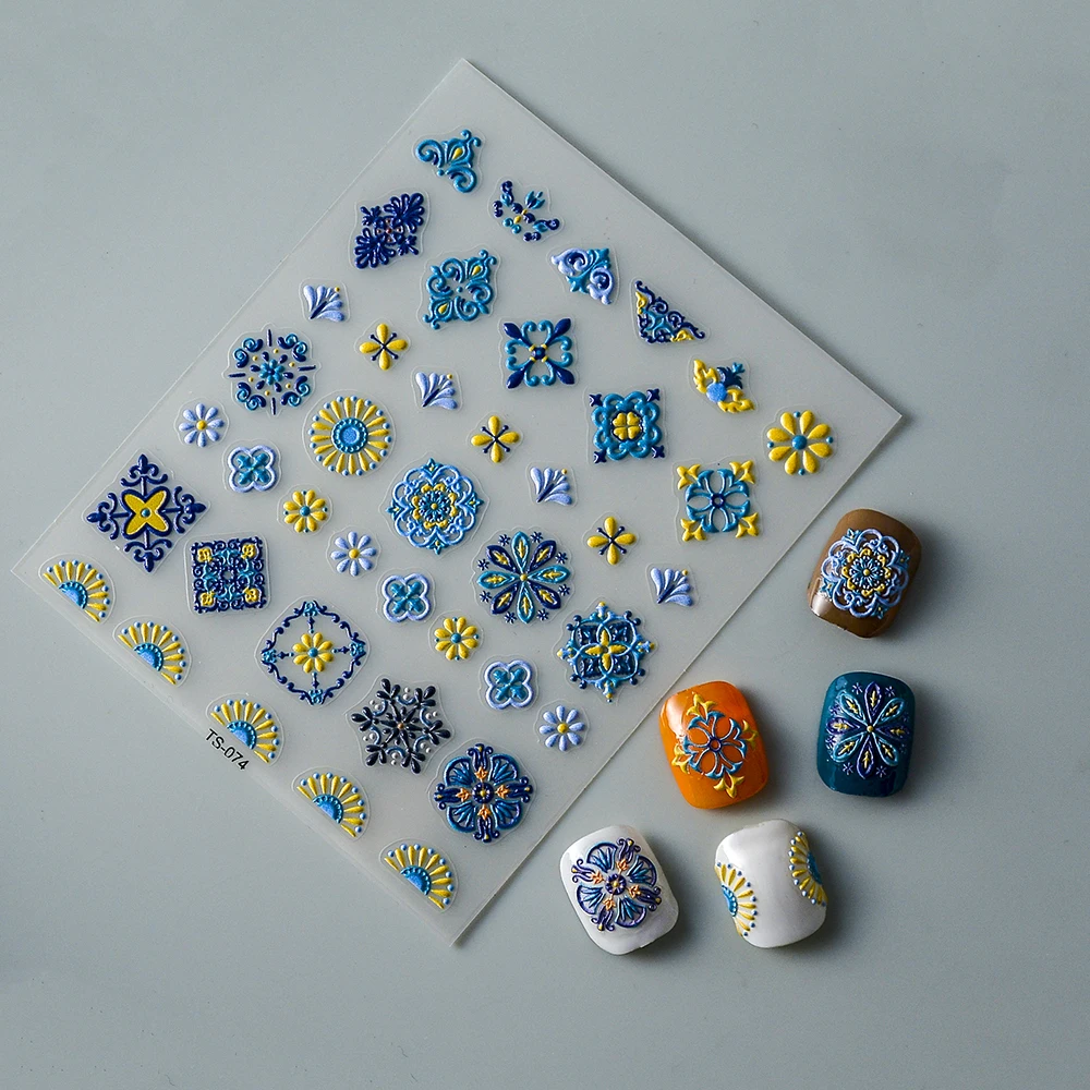 

Elegant Bohemia Design 5D Nail Stickers Nails Transfer Sliders Embosses Decals