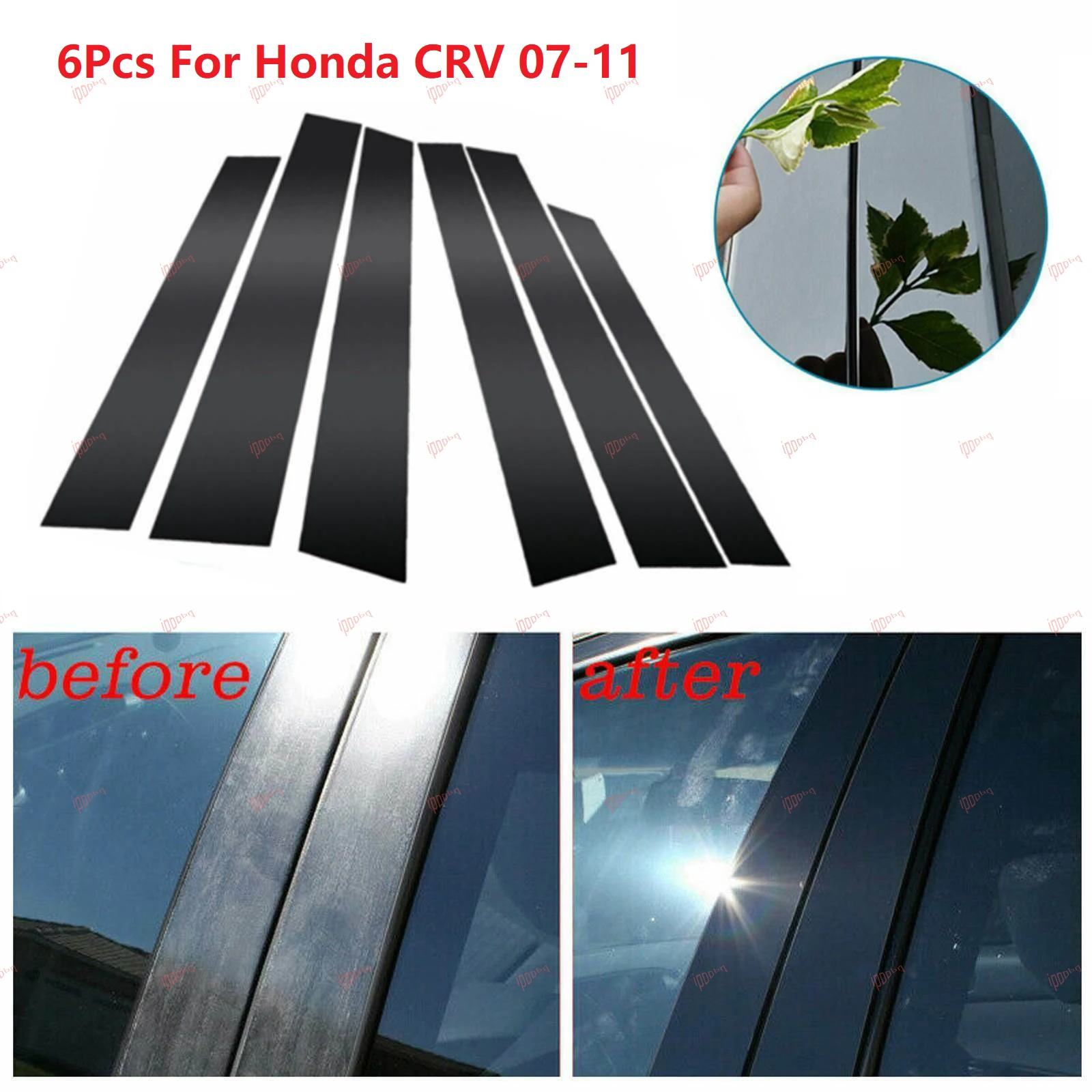 

6 шт., глянцевые черные окошки для Honda CRV CR-V 2007-2011