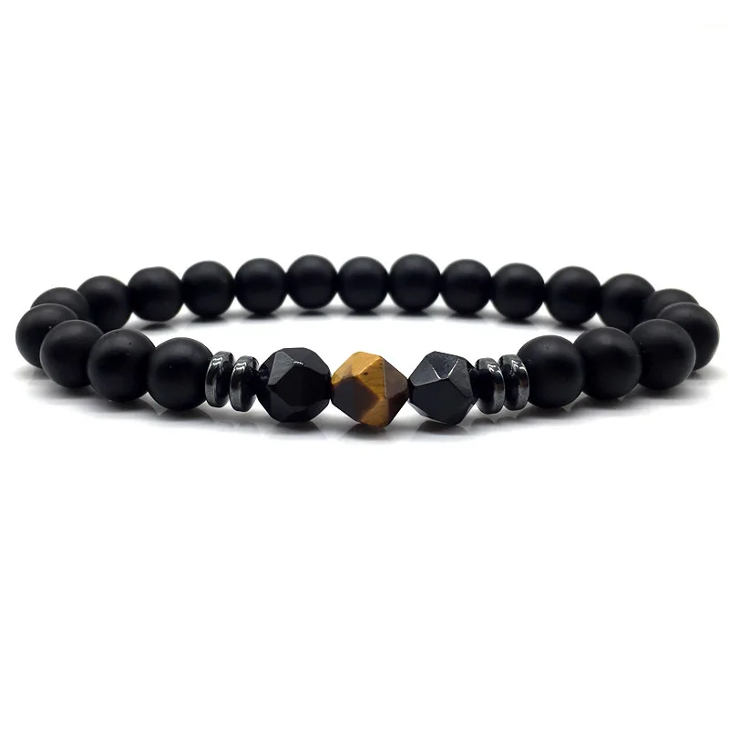 

2021 классический мужской браслет из нитей камней, модный мужской браслет ручной работы, тигровый глаз, камень, матовые бусины, браслет для му...