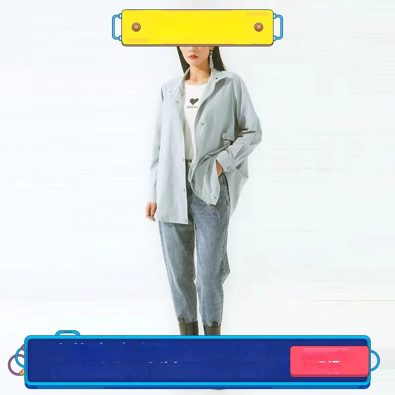 Dongyangjia [Text Series] 2022 New Autumn Fashionable Simple Stand Collar Casual Loose Trench Coat 038