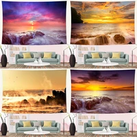 natural scenery ocean sunset tapestry tropical sea waves reef wall hanging tapestry modern living room decor fabric beach towel