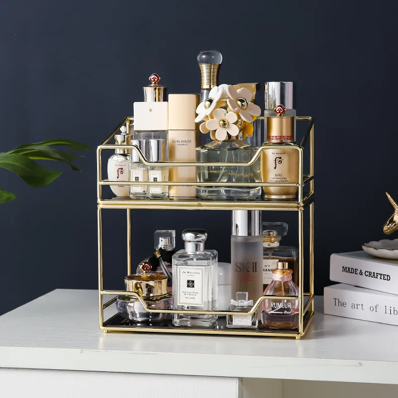 

Скандинавский органайзер для макияжа, полка, туалетный столик, продукт для ухода за кожей, стеллаж для духов и помады, органайзер для космет...