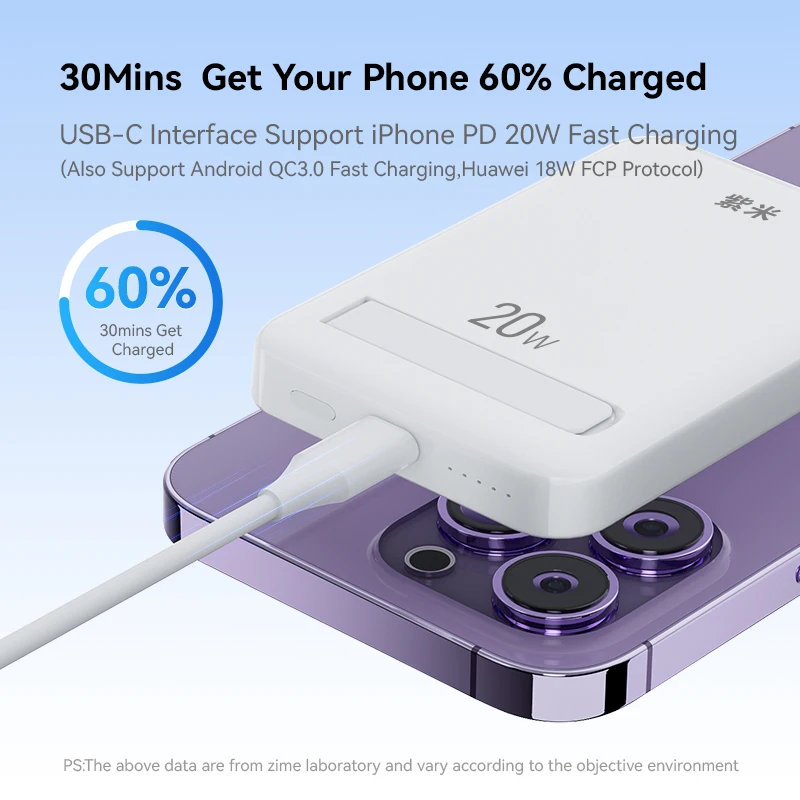 Zime Magnetic Power Bank 10000mAh Spare Battery Pack Portable Powerbank Wireless Magnetic Charger for iPhone 14 13 12 Pro Max