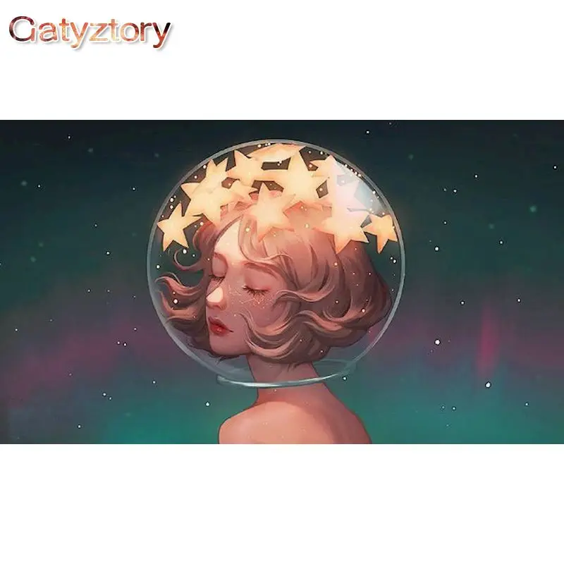 

GATYZTORY 60x75cm Frame Painting By Number For Adults Diy Kits Girl Picture By Numbers Acrylic Paint On Canvas Home Decors