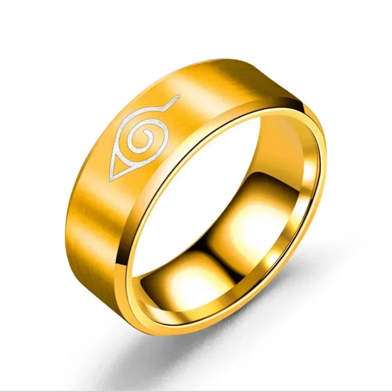 17 Models New Leaf Ring Konoha Uzumaki Symbal Logo Sign Sasuke Itachi Ninja Fashion Stainless Steel Anime Jewelry Cosplay