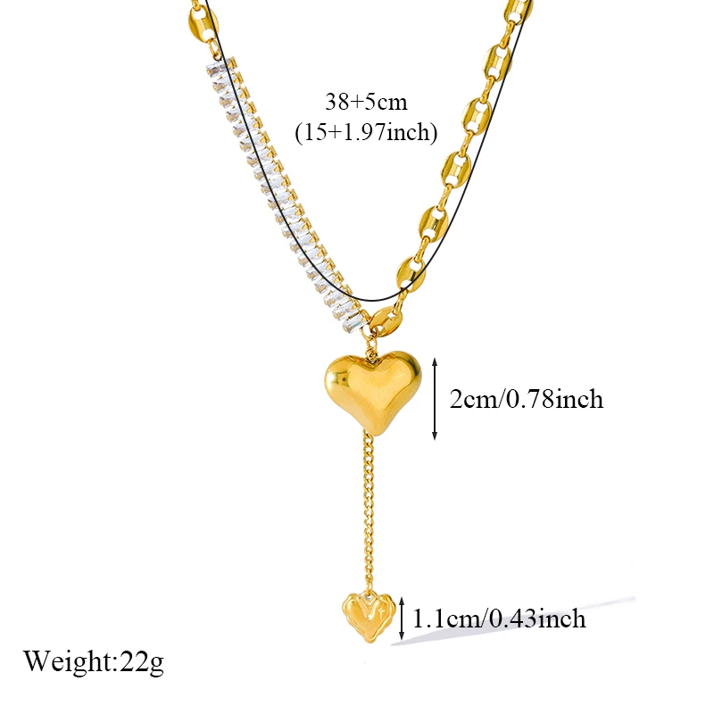 EILIECK нержавеющая сталь 316L сердце любовь кулон ожерелье для женщин мода циркон