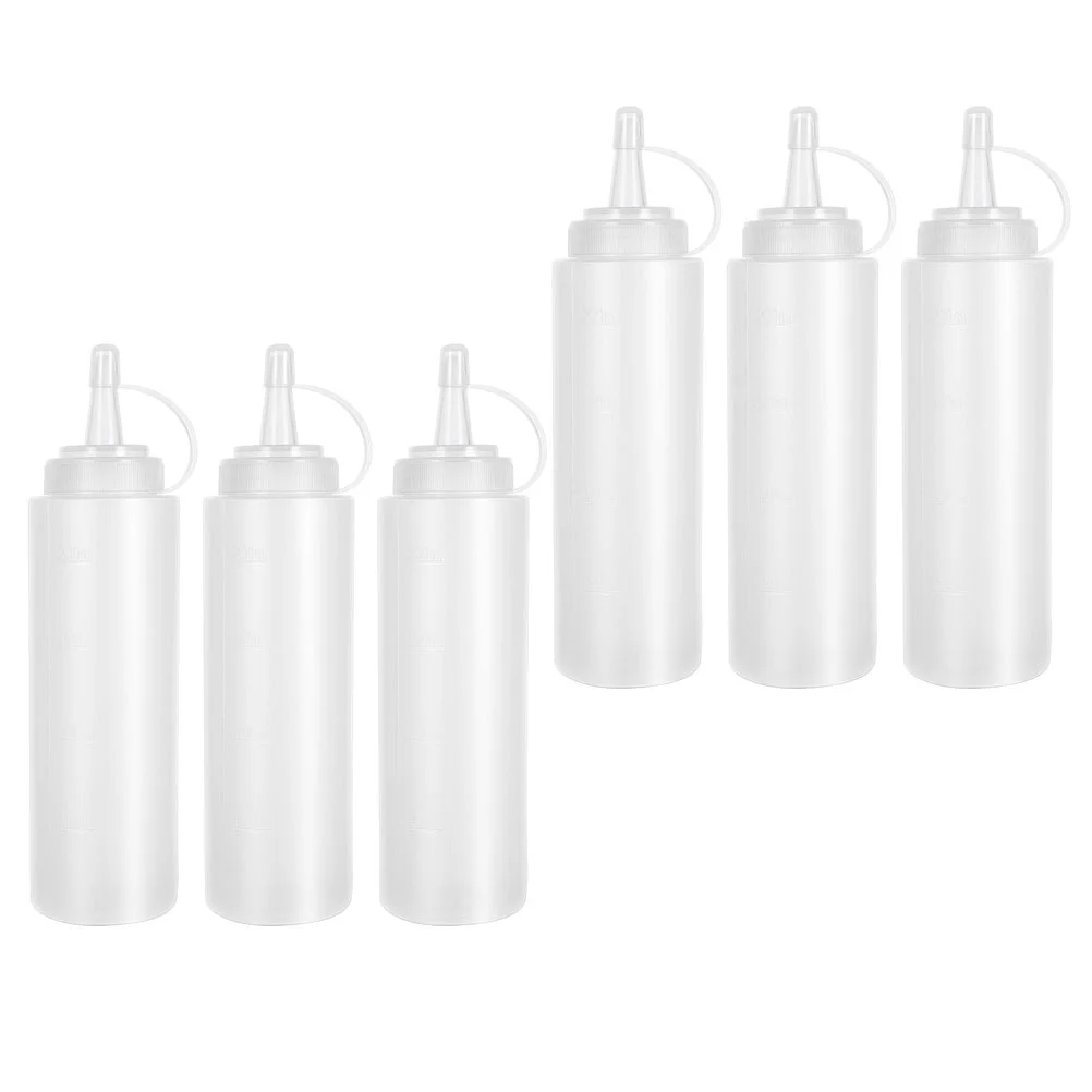 

6Pcs Creative Durable Squeezing Sauce Bottles Salad Dressing Bottles Extruded Bottles