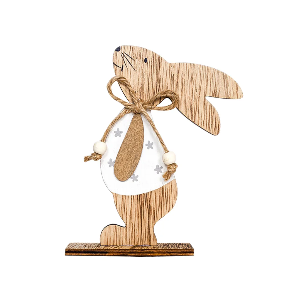 

Easter Bunny Rabbit Animal Wood Craft Desktop Ornament Decorative Board Decor Home Decoration DIY Gift (White Rabbit)