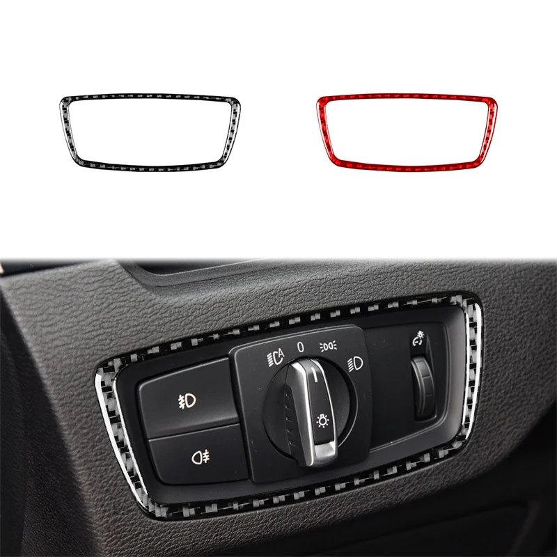 

For BMW X1 2016 2017 2018 2019 Real Carbon Fiber Stickers Car Headlight Switch Control Frame Cover Trim interior Car Accessories