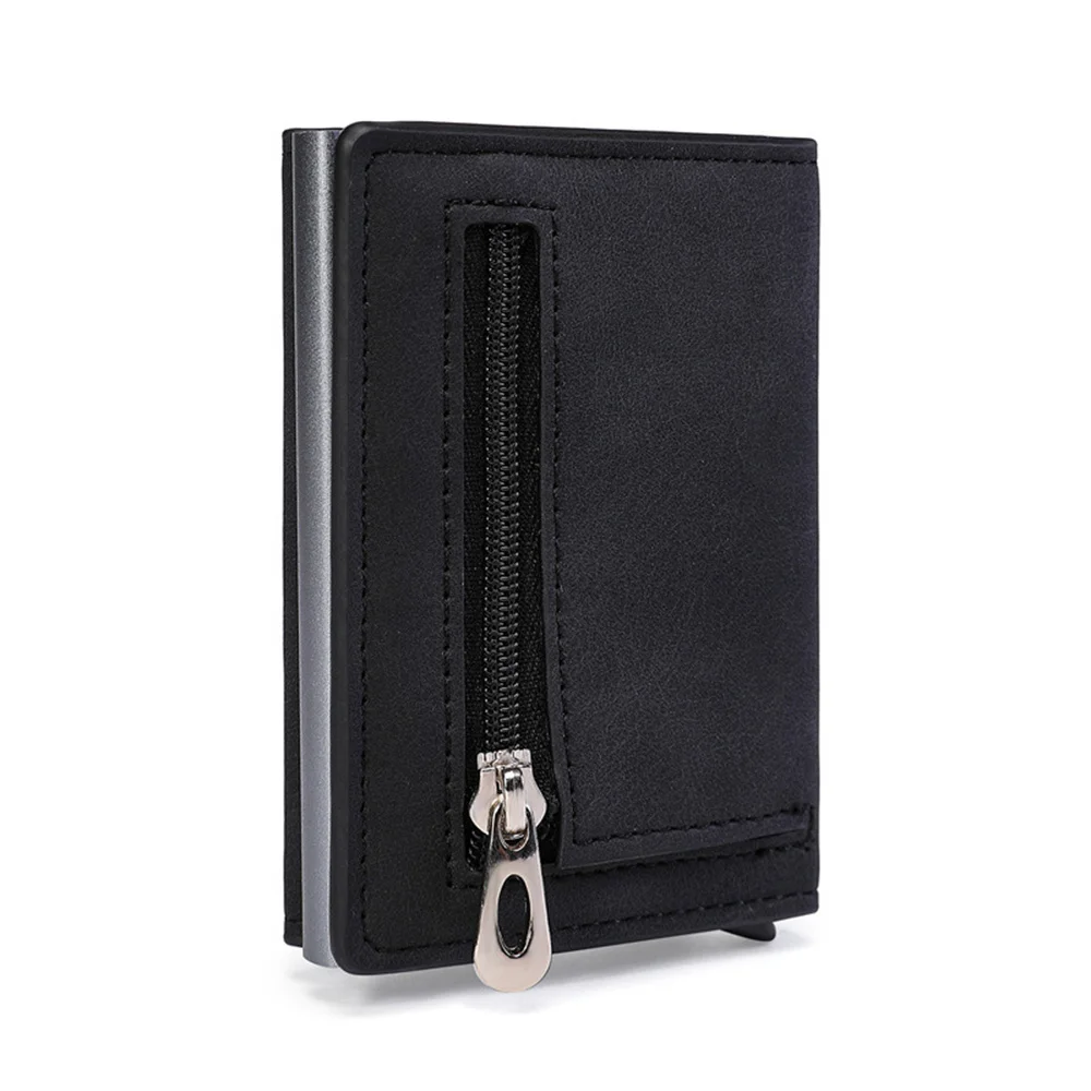 

Men Wallet Card Holder Wallet 2023 Antitheft Aluminum Box Card Holder PU Leather Pop Up Card Case Magnet Coin Purse