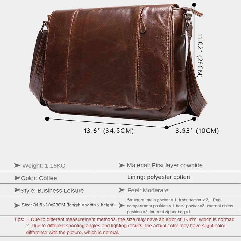 New Top Quality Leather Antique Retro Business Briefcase 13