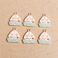 10pcs 16x19mm enamel sailing boat charms for jewelry making diy pendants necklaces earrings keychain charms crafts accessories