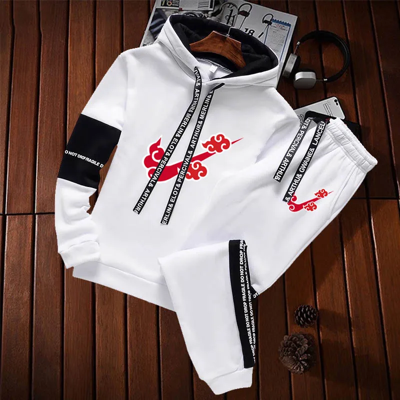 

Брендовый мужской спортивный костюм, толстовка с капюшоном и спортивные штаны, мужской комплект из 2 предметов, мужской пуловер с принтом и ...