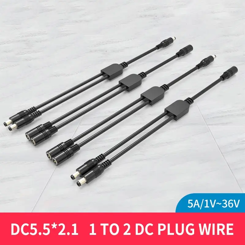 

1pc DC 5.5*2.1mm 1 to 2 Video Surveillance Extension Cable 1 Female to 4 Male 5A 12V Power Distribution Wire