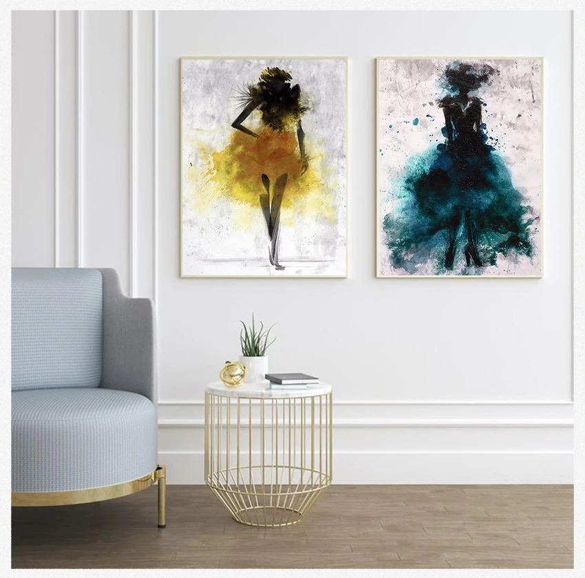 

Art Print Picture Decoration Modern Home Decoration Dancing Skirt Girl Watercolor Abstract Canvas Painting