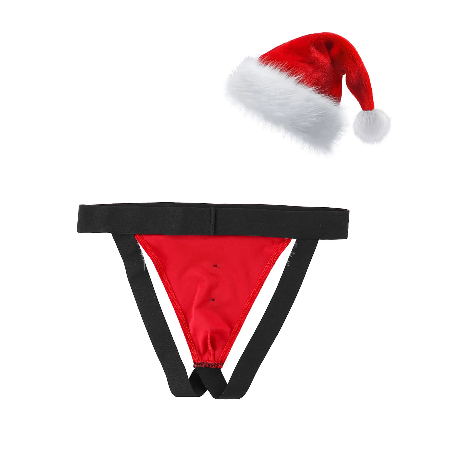 Мужские рождественские праздничные трусы-боксеры Санта-Клауса со шляпой