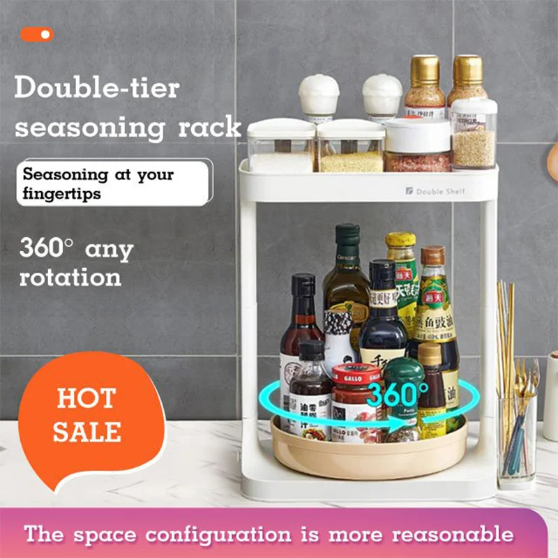

Rotating seasoning rack kitchen countertop soy sauce seasoning bottle seasoning rotating storage tray cosmetic storage