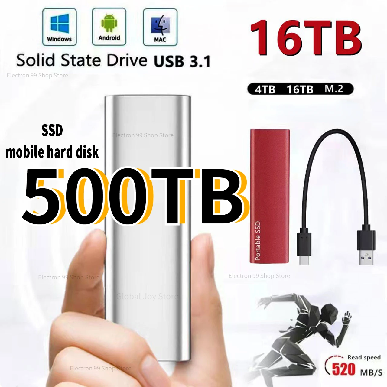 

256TB SSD High Speed Hard Disk External M.2 Solid State Drives USB 3.1 Type-C 1TB 4TB 6TB 8TB 16TB 30TB Interface Mass Storage