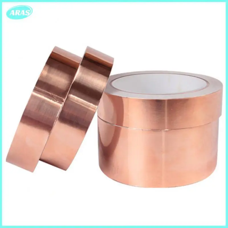 

50m Copper Foil Strip Self-adhesive Copper Foil Conductive Heat Resist Tape Accessories Tools Copper Foil Tape Double Guide