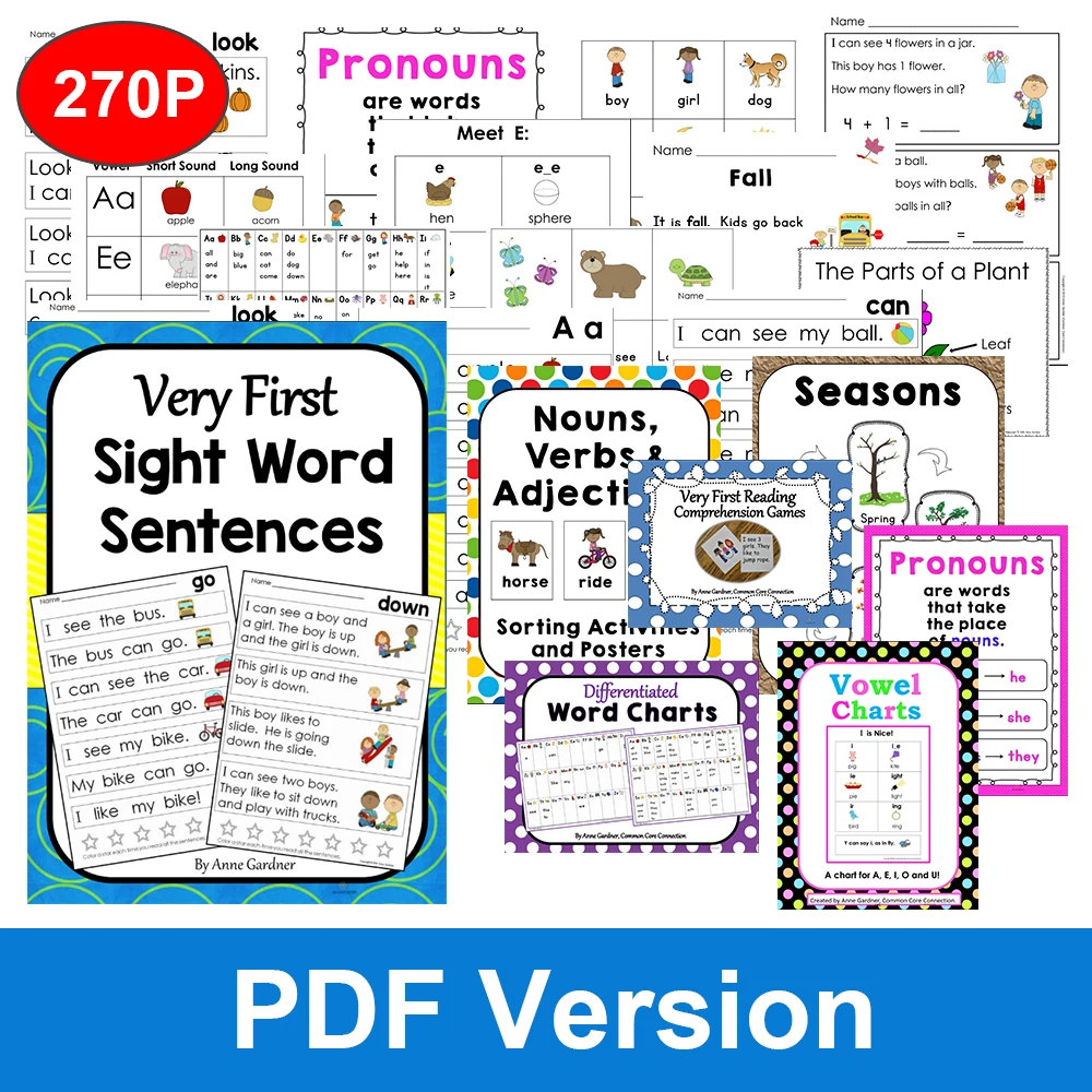 

240P Kids Alphabet Sentence Books In English Practice Workbook Reading Phonics Books for Kids Children Printable PDF File