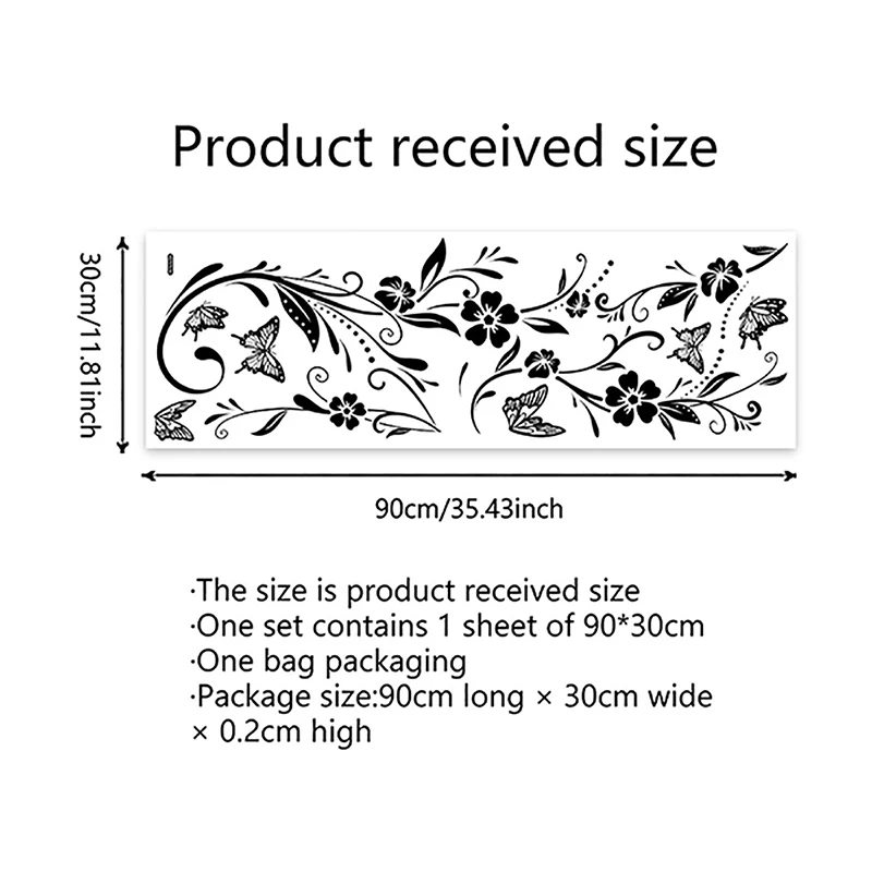 

Зеркальная стеклянная наклейка "Черный цветок, бабочка, виноградная лоза"