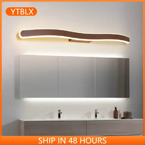 Ультратонкий простой светодиодный светильник для ванной комнаты, Современная Водонепроницаемая противотуманная длинная настенная лампа ...