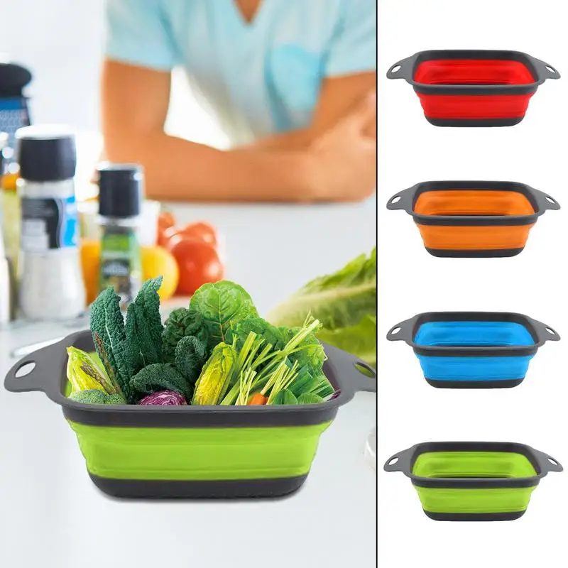 

Collapsible Colander Strainer Multipurpose Fruits Cleaning Basket Portable Space-Saving Silicone Container For Vegetables Pasta