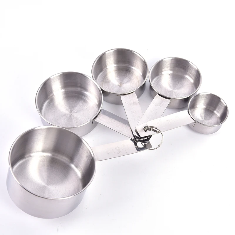 

5PCS Stainless Steel Measuring Cups and Spoons Set Kitchen Baking Gadget Tools