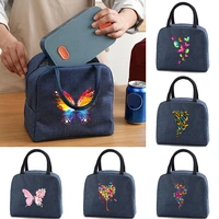 children canvas thermal lunch bag insulated food box picnic cooler bags portable travel tote butterfly women organizer handbags