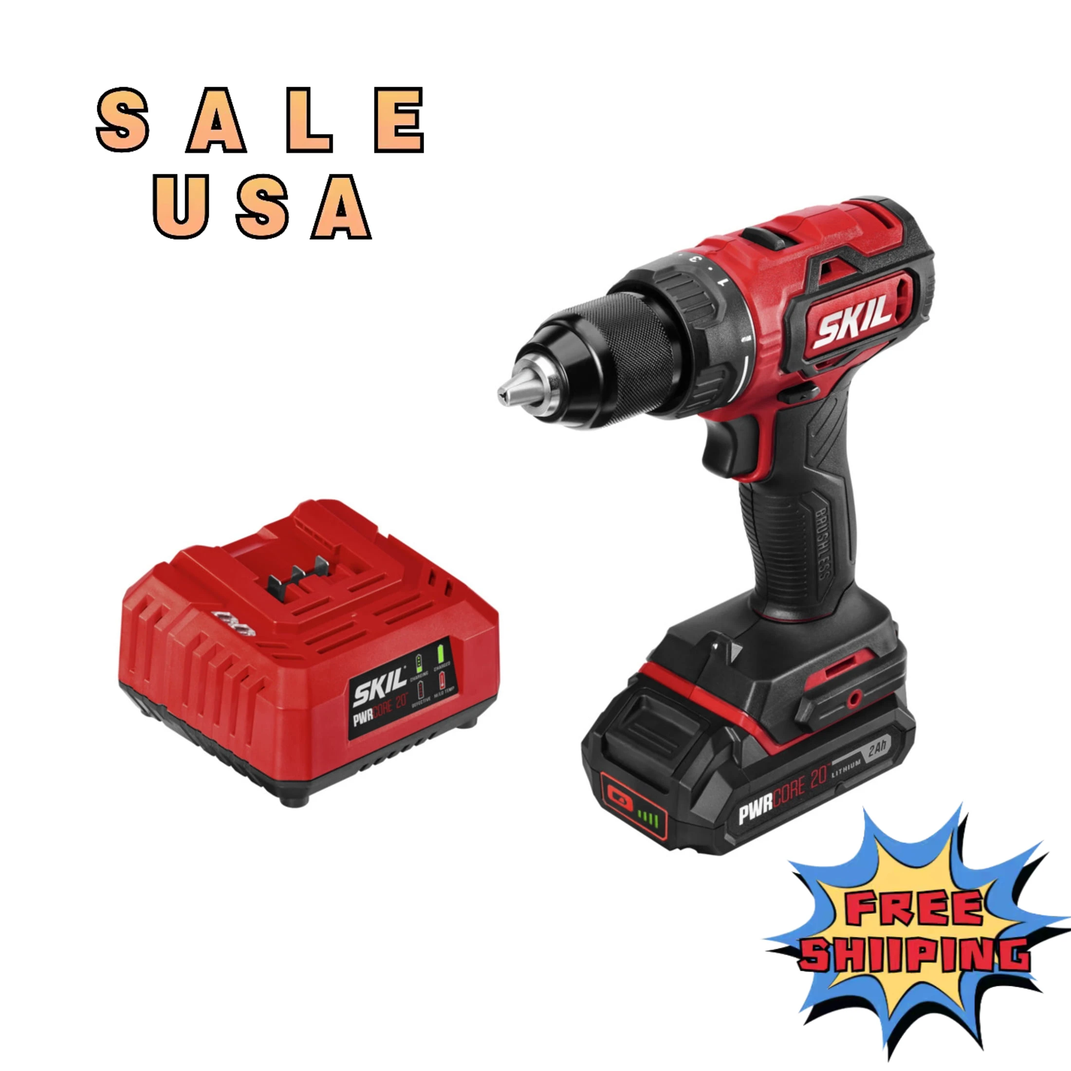 

SKIL PWR Core 20™ Brushless 20V Cordless 1/2'' Drill Driver Kit DL529303. NEW.USA