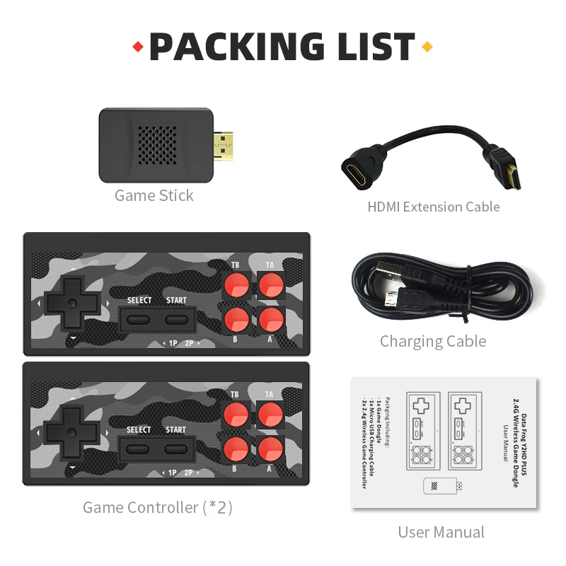 Data Frog USB Wireless Handheld TV Video Console Build In 1800 Games for NES Retro Dendy Game Console Portable Retro Game Stick