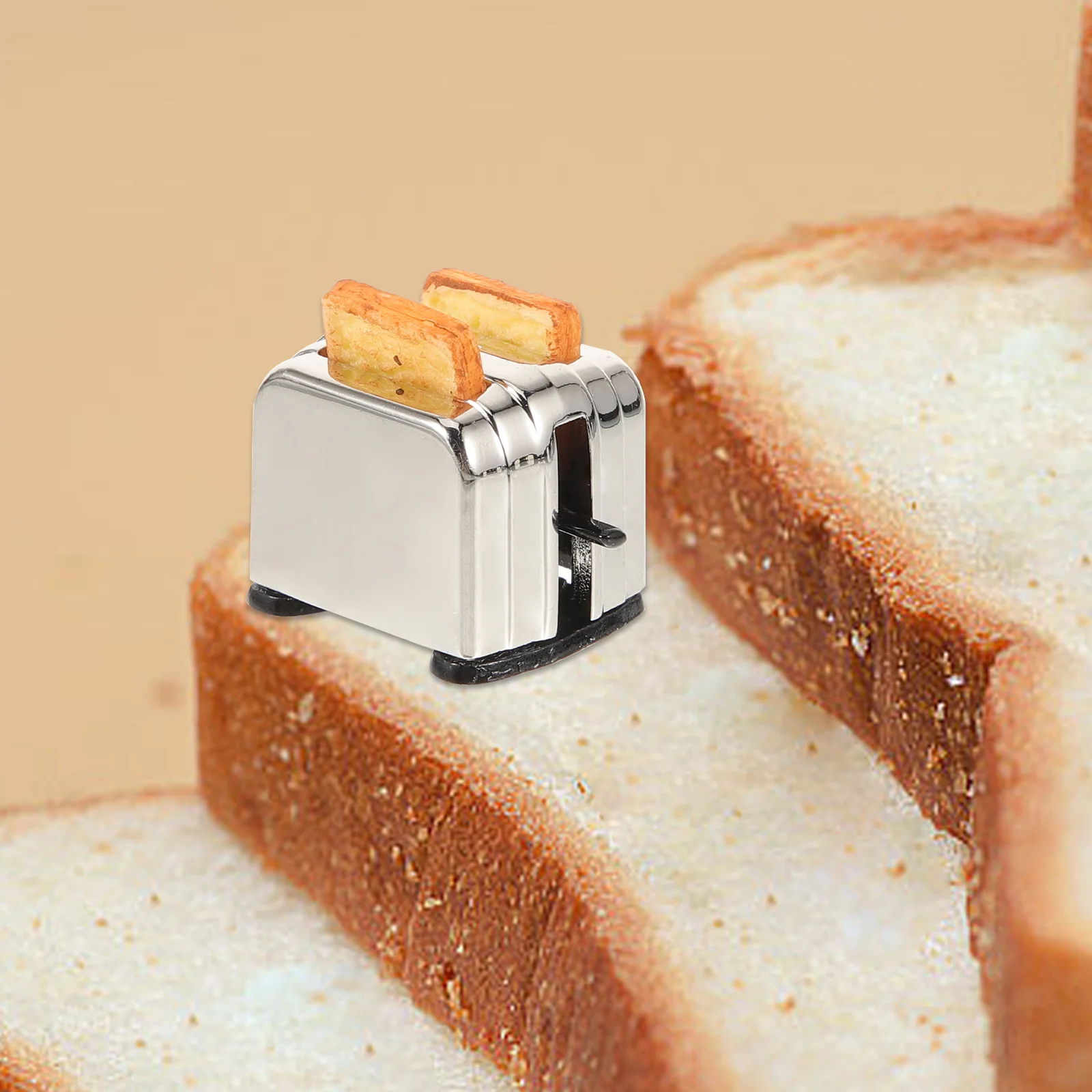 

Dollhouse Bread Maker Simulated Kitchenware Toy Layout Accessory Toaster Toys Kids Micro Miniature Model Metal Child
